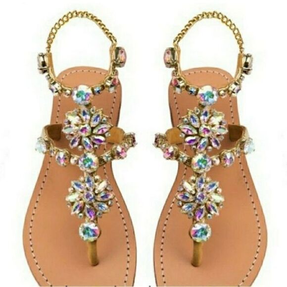 Lily Vanity Rhinestone Thong Sandals 38 - Picture 1 of 5